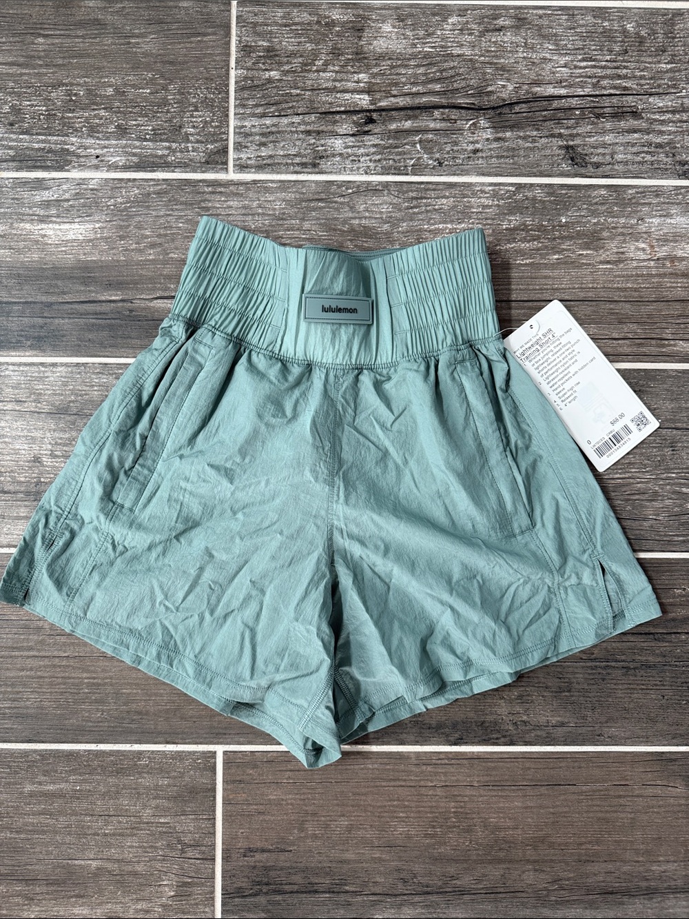 lululemon athletica Sage Green High-Waist Smocked Athletic Shorts